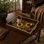 Sunflower Floral Decorative Serving Tray, Glass Platter - MintiHome