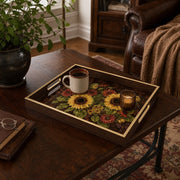 Sunflower Floral Decorative Serving Tray, Glass Platter - MintiHome