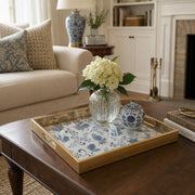Blue Botanical Decorative Tray with Gold Frame - MintiHome