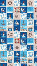 Nautical Patchwork Plastic Serving Tray – Blue White Tiles - MintiHome