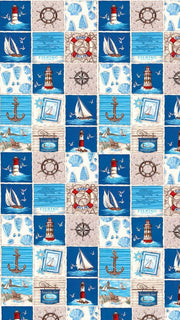 Nautical Patchwork Plastic Serving Tray – Blue White Tiles - MintiHome