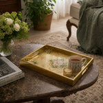 Persian Mandala Glass Serving Tray – Gold Green Gem - MintiHome
