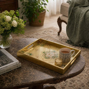 Persian Mandala Glass Serving Tray – Gold Green Gem - MintiHome