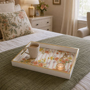 Bunny Floral Decorative Tray with Gold Accents - MintiHome