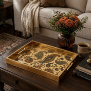 Persian Paisley Glass Serving Tray – Blue Red Floral - MintiHome
