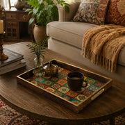Moroccan Geometric Decorative Serving Tray, Glass Platter - MintiHome