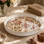Vintage Rose Plastic Serving Tray – Linen Floral Tapestry
