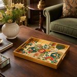 Japanese Floral Decorative Tray with Gold Frame and Peony Hexagons | Minti Home - MintiHome