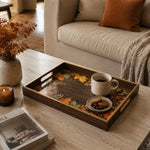 Fall Leaves Decorative Serving Tray with Glass Base, 40x30 cm - MintiHome