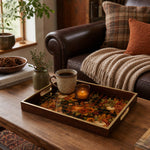 Pumpkin Plaid Fall Harvest Decorative Serving Tray, Glass - MintiHome