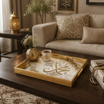 Islamic Calligraphy Glass Serving Tray – Marble Gold - MintiHome