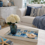 Nautical Patchwork Plastic Serving Tray – Blue White Tiles - MintiHome