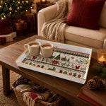 Christmas Folk Art Plastic Serving Tray – Reindeer Tree - MintiHome