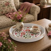 Floral Medallion Plastic Serving Tray – Golden Dotted Border