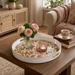Vintage Rose Plastic Serving Tray – Linen Floral Tapestry