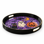 Purple Halloween Plastic Serving Tray – Black Cat Ghost - MintiHome