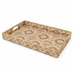 Ramadan Decorative Plastic Serving Tray – Sepia Ogee Floral Grid - MintiHome