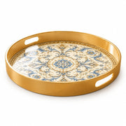 Ramadan & Eid al-Fitr Plastic Serving Tray – Blue Damask Rosette - MintiHome