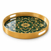 Ramadan & Eid al-Fitr Plastic Serving Tray – Emerald Lotus Bloom - MintiHome