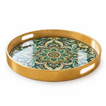 Ramadan & Eid al-Fitr Plastic Serving Tray – Turquoise Lotus Scroll - MintiHome
