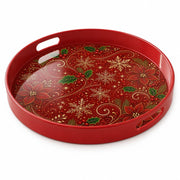 Red Gold Christmas Serving Tray – Filigree Poinsettia - MintiHome