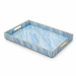 Sky Blue Marble Plastic Serving Tray with Gold Veining – Gold Border - MintiHome
