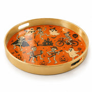 Spooky Halloween Skeleton Party Decorative Tray with Gold Trim - MintiHome