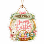 Welcome Easter Bunny Basket Acrylic Hanging Wall Decor – Spring - MintiHome