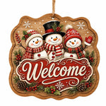 Welcome Snowmen MDF Wood Hanging Wall Decor – Pine - MintiHome