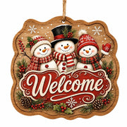 Welcome Snowmen MDF Wood Hanging Wall Decor – Pine - MintiHome