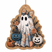 Whimsical Halloween Ghost MDF Wood Hanging Wall Decor – Pumpkin - MintiHome