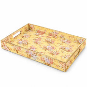 Yellow Pink Floral Plastic Serving Tray – Full Print Border - MintiHome